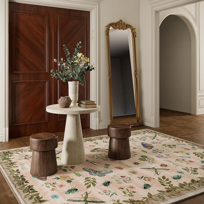 Machine Washable Rugs for Living Room: 5x7 Area Rugs Stain Resistant Non Slip Low Pile Soft Lightweight Carpet Rugs for Bedroom Kitchen Dining Room Nursery Kids Room Farmhouse