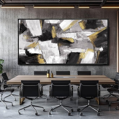 Kureful Large Abstract Wall Art for Living Room Gold Abstract Maximalist Decor for Bedroom Home Office Decor 30x60 Inch Ready to Hang