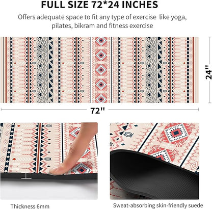 nuveti Yoga Mat Print Extra Thick TPE Non Slip Fitness Exercise Mat with Carrying Bag,72"x24" Extra Thick 6MM Exercise & Workout Mat for Yoga, Pilates Fitness and Floor Exercises