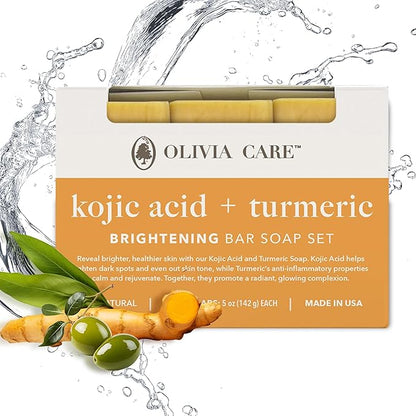 Kojic Acid Soap with Turmeric - Skin Illuminating & Spot Balancing - Natural Face & Body Soap - Evens Complexion - Organic Ingredients - Set of 3
