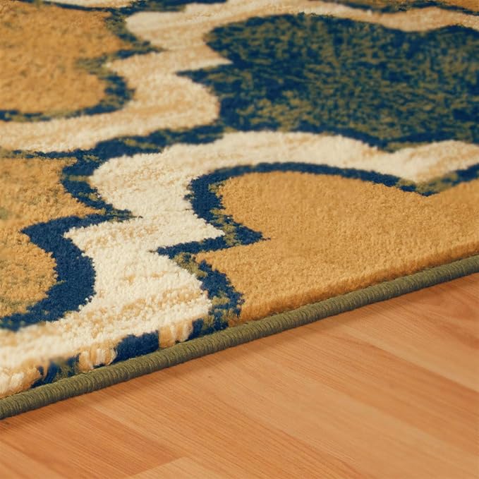 Superior Indoor Area Runner, Jute Backed, Perfect for Hallway, Living/ Dining Room, Bedroom, Office, Kitchen, Entryway, Modern Geometric Trellis Floor Decor, Viking Collection, 2' 7" x 8', Green