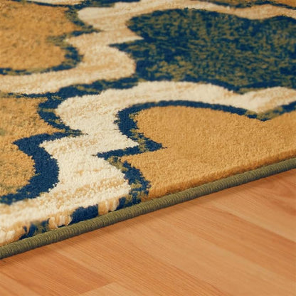 Superior Indoor Area Runner, Jute Backed, Perfect for Hallway, Living/ Dining Room, Bedroom, Office, Kitchen, Entryway, Modern Geometric Trellis Floor Decor, Viking Collection, 2' 7" x 8', Green