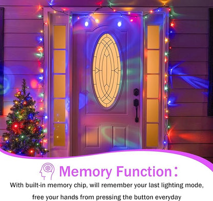 33 FT 100 LED Christmas Decoration Indoor Outdoor, Connetable Green Wire Waterproof Mini Lights with Memory Function & Timer & 8 Modes for Xmas Tree Birthday Wedding Garden Party Decor (Multicolor)