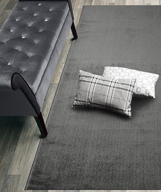 Custom Cut Hallway Runner Rug, Slip Resistant, 31 Inch Wide X Your Choice of Length, Solid Grey, 31 Inch X 21 feet
