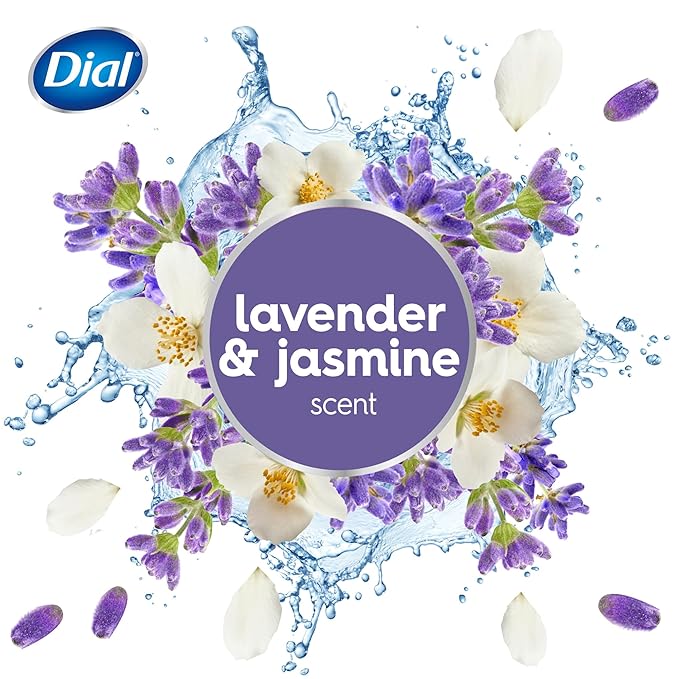 Dial Antibacterial Deodorant Bar Soap, Calm & Soothe Lavender & Twilight Jasmine Scent, 4 Oz, 32 Bars, Dermatologist Tested, With Clean Rinse Technology