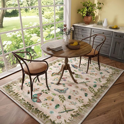 Machine Washable Rugs for Living Room: 5x7 Area Rugs Stain Resistant Non Slip Low Pile Soft Lightweight Carpet Rugs for Bedroom Kitchen Dining Room Nursery Kids Room Farmhouse