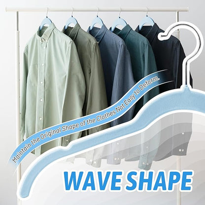 30 Pack Velvet Hangers – Premium Non-Slip Slim Clothes Hangers with 360° Swivel Hook, Space-Saving Flocked Shirt Hangers for Coats, Dresses, Blouses, Suits(Blue)