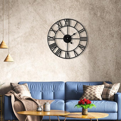 16inch/40cm Wall Clocks Battery Operated,Wall Clocks for Living Room Decor, Bedroom,Office,Bathroom,Silent,Large Wall Clock for Home and Kitchen,Farmhouse (Iron Roman Numerals, 16 inches)