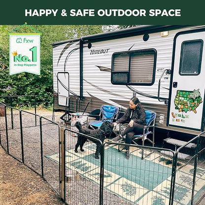 FXW Instant Unleashed Dog Playpen, Portable Pet Fence for Outdoor, RV Trips, and Camping, 40inch, 16 Panels for Medium and Large Dogs│Patented