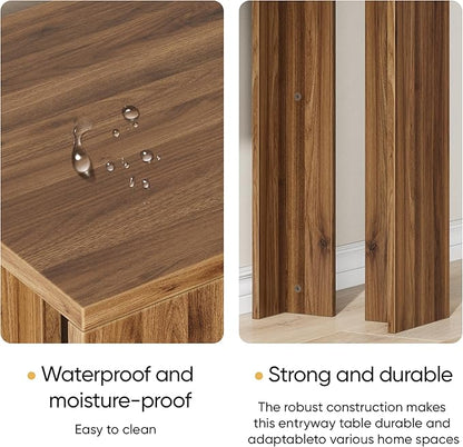 Vibe & Dine 63" Entryway Table, Farmhouse Console Table Foy Hallway Table, Narrow Long Wood Couch Table Behind Sofa for Living Room, Walnut
