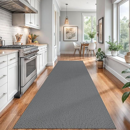Braided Runner Rug 3x14 Ft Washable Runners for Hallways Non Slip Rubber Backed Kitchen Runners Cotton Long Entryway Runner Indoor, Woven Carpet for Hall Stair Entryway, Dark Grey/Grey