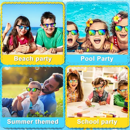 Party Favors for Kids 4-8, 24Packs Neon Sunglasses for Kid, UV400 Protection Sunglasses Bulk, Goodie Bags Stuffers for Kids Pool Birthday Party Supplies