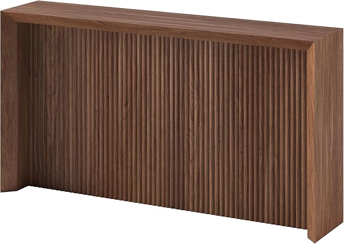 Henn&Hart 56'' Wooden Rectangular Fluted Console Table Entryway Table, Sofa Table for Entryway, Living Room, Couch, Hallway, or Office, Satin Walnut