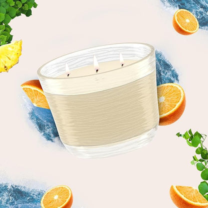 Glade 3-Wick Scented Candle Jar, Coastal Sunshine Citrus, Air Freshener Infused with Essential Oils, 6.8 Oz, 3 Count