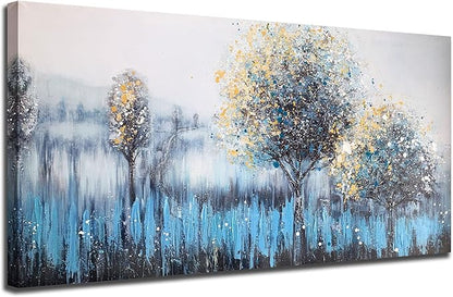 Arjun Large Canvas Wall Art for Living Room Landscape Bedroom Painting Forest Textured Picture Modern Panoramic Nature Artwork Home Office Wall Decor, 48"x24"