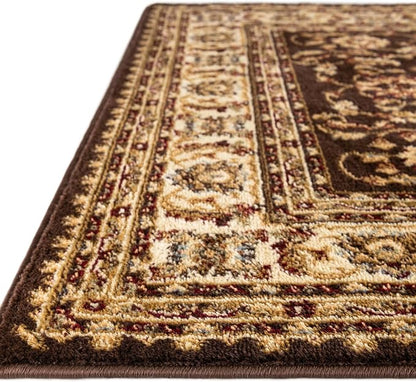 Rugs.com Aditi Collection Rug – 13 Ft Runner Brown Medium-Pile Rug Perfect for Hallways, Entryways