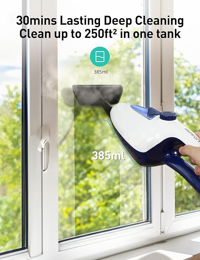 12-in-1 Steam Mop, Fast 15-Sec Heat-Up, 1500W Detachable Handheld Steam Cleaner with 2 Dirt Grip Pads, Removes 99.99% Stubborn Stains for Hardwood Floors, Clothes, Windows, Tiles, Furniture, White