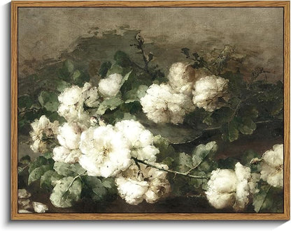 InSimSea Framed Canvas Wall Art Vintage Decor, Flower Prints Wall Art Room Wall Decor, Botanical Prints Wall Art for Living Room Decorations, Rustic ArtWork for Bathroom Bedroom Home Decor, 11"x14"