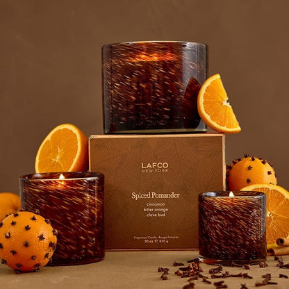 LAFCO New York Fall Classic Candle, Spiced Pomander - 6.5 oz - 50-Hour Burn Time - Reusable, Hand Blown Glass Vessel - Made in The USA