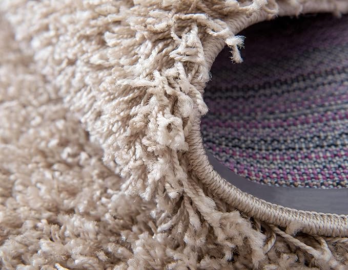 Unique Loom Solid Shag Collection Area Rug (2' 6" x 16' 5" Runner, Taupe)