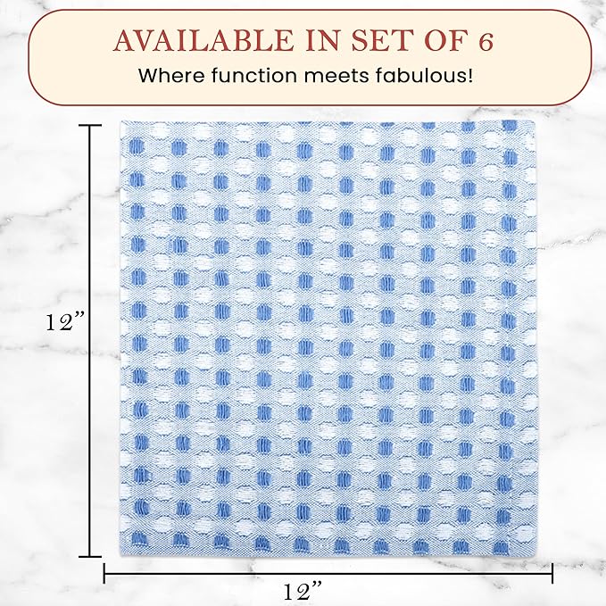 Vintage Vista 100% Cotton Dish Cloths (Pack of 6) - Dish Rags for Washing Dishes - Reusable & Highly Absorbent Kitchen Towels - Kitchen Rags for Christmas - (12" x 12" - Multicolor Honeycomb)