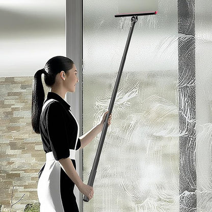 Shower Squeegee for Glass Doors, Window Squeegee for Home,Squeegee with Telescopic Extension Pole,Professional Window Cleaning Tool, Black, for Mirror, Glass, Ceramic Tile