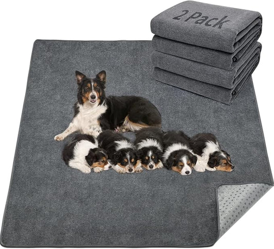 LOOBANI Washable Pee Pad for Dogs, 2 Packs Non-Slip Puppy Training Pads, Fast Absorbent Pet Whelping Pads, Puppy Playpen Mat for Incontinence, Housebreak, Crate, 31x36in, Gray