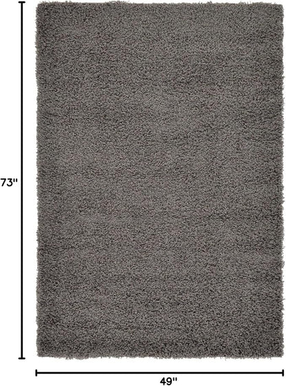 Unique Loom Solid Shag Collection Area Rug (4' 1" x 6' 1" Rectangle, Graphite Gray)
