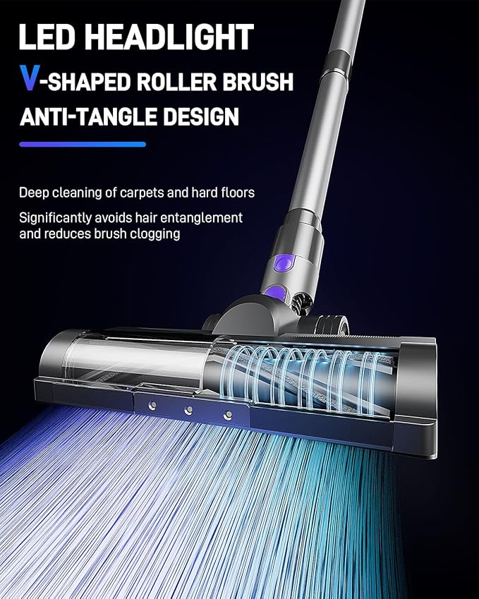 Cordless Vacuum Cleaner, Vacuum Cleaners for Home, 45KPA 550W Stick Handheld Portable 60 Mins Runtime Rechargeable Battery Pet Hair Hardwood Floor Vac, Household Lightweight Hand Vac, V10 Purple