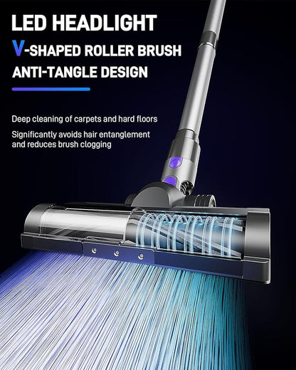 Cordless Vacuum Cleaner, Vacuum Cleaners for Home, 45KPA 550W Stick Handheld Portable 60 Mins Runtime Rechargeable Battery Pet Hair Hardwood Floor Vac, Household Lightweight Hand Vac, V10 Purple