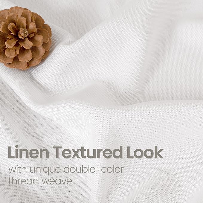 BGment Pure White Linen Curtains for Living Room Privacy 63 Inch Length, Grommet Thick Natural Window Drapes Light Filtering for Bedroom Office Farmhouse Let Light in, 2 Panels, Each 52 Inch Wide