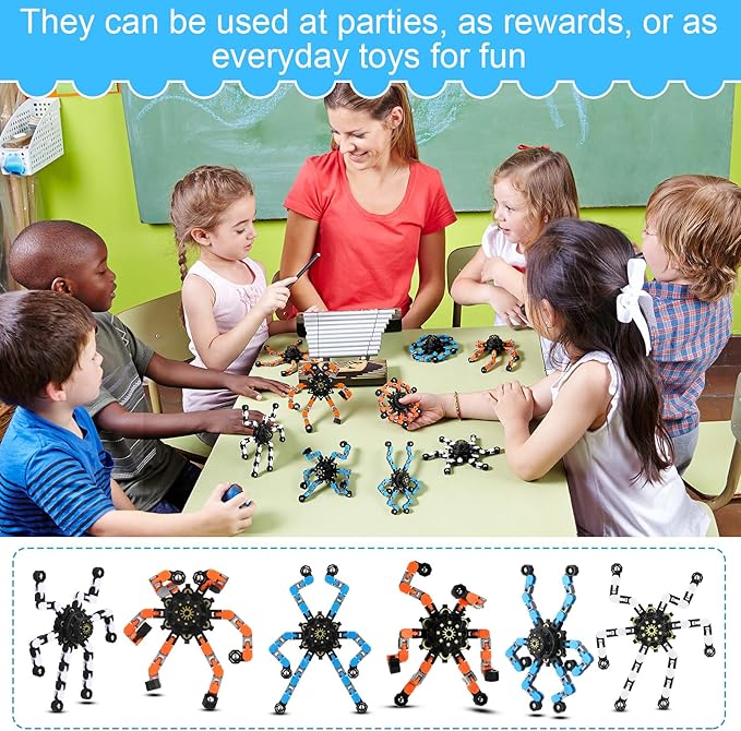 Jerify 40 Pack Funny Sensory Fidget Toy Transformable Chain Robot Finger Toy DIY Robot Mechanical Spinners Stress Relief Autistic Gifts for Adult Teen Prize Stuffer Party Favor (Cute,Fresh Color)