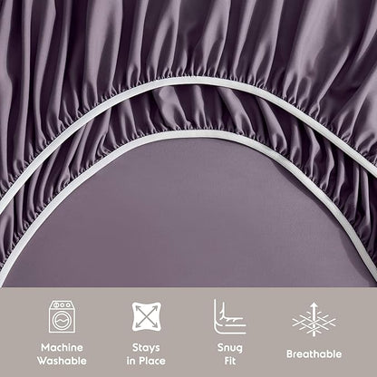Nestl Full Sheet Set - Luxury 1800 Ultra-Soft Microfiber Full Bed Sheets - Double Brushed - Deep Pockets - Easy Fit - 4 Piece Set - Bedding Sheets & Pillowcases (Full, Purple)