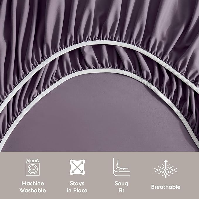Nestl California King Sheet Set - 1800 Ultra-Soft Microfiber Cal King Bed Sheets - Double Brushed - Deep Pockets - Easy Fit - 4 Piece Set - Bed Sheets (California King, Purple)