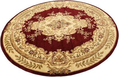 Rugs.com Chateau Collection Rug – 8 Ft Round Red Medium-Pile Rug Perfect for Kitchens, Dining Rooms