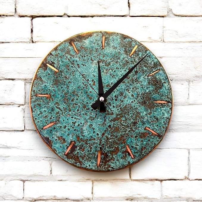 Handmade Copper Wall Clock Artisan Touch in Every Piece - Tree of Time Wall Decor Clock for Living Room, Office, Kitchen & Bedroom (Pure Copper, 11)