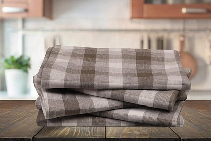 Kitchen Towels Set of 6 Soft Premium Cotton Highly Absorbent Dish Towels 20X30 Inches, Washable & Reusable Tea Towel, Quick Drying Dish Cloths for Cleaning Dishes - Gray/White, Checks