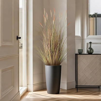 KOL 4ft 2-Pack Artificial Cattail Reed Grass, 47.2’’ Artificial Indoor Outdoor Fake Onion Grass Floor Plant, Home Office Wedding Decorative Potted Plants, Housewarming Gift, Pink