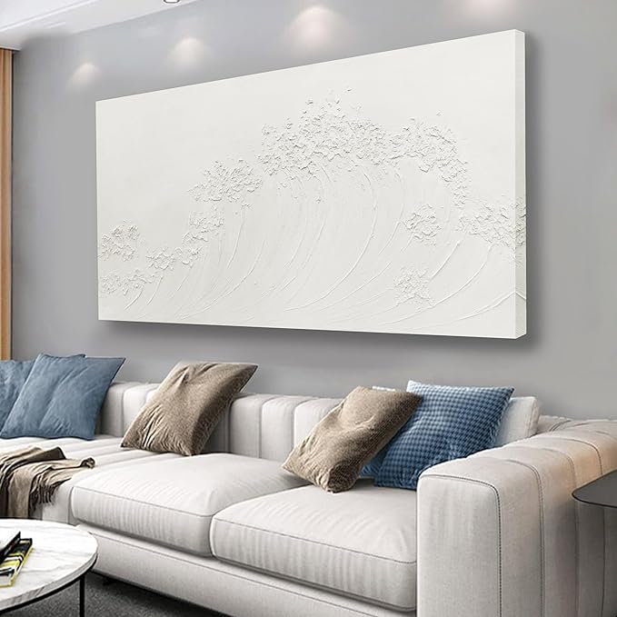 Yuaxker Large Ocean Wall Art White Wave Wall Decor Abstract Aesthetic Canvas Painting Artwork for Living Room Bedroom Dining Room Office Home Decor 30x60 Inch
