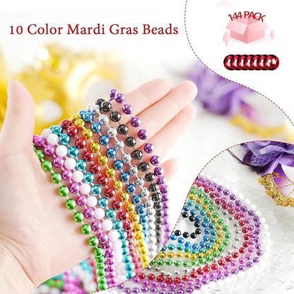 YAXINRUI 150PCS Mardi Gras Beads, Party Beads Necklaces for Mardi Gras, Christmas, St. Patrick's Day, Beads Party Favors Throw Bead Accessories in 10 Colors