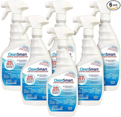 CleanSmart Hospital Grade Disinfectant, Kills 99.9% of Viruses and Bacteria, Hypochlorous Acid Technology, EPA Registered, 23 oz, (Pack of 6) (HOCL)