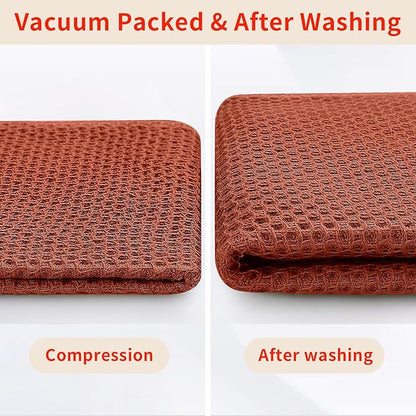 Homaxy 100% Cotton Waffle Weave Kitchen Dish Towels, Ultra Soft Absorbent Quick Drying Cleaning Towel, 20x28 Inches, 4-Pack, Rust