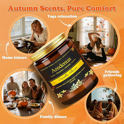 Vanilla Bean Odor Eliminating Candles | Vanilla Bean Scented Soy Candle for Home, Air Freshening & Cozy Vanilla Scent, Relaxing Home Scented Candles, Cozy Winter Candle Gift for Women & Men