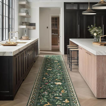Washable Kitchen Rug Runners for Hallways: 2'x10' Bedroom Runner Non Slip Soft Low Pile Stain Resistant Indoor Carpet Runner Rugs for Entryway Hallway Kitchen Laundry Room Beside Farmhouse