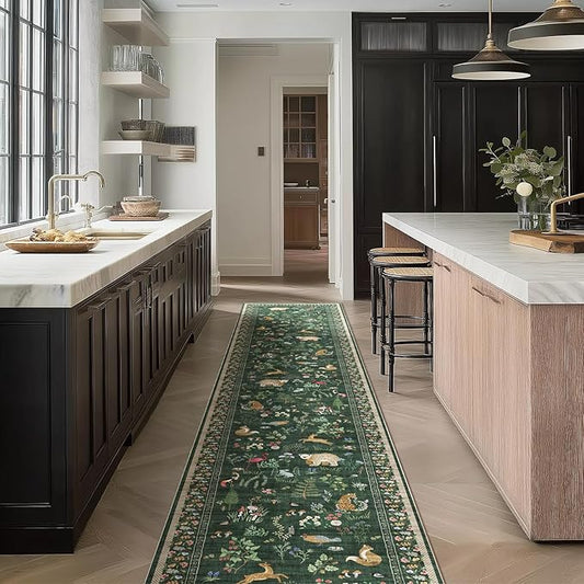 Washable Kitchen Rug Runners for Hallways: 2'x10' Bedroom Runner Non Slip Soft Low Pile Stain Resistant Indoor Carpet Runner Rugs for Entryway Hallway Kitchen Laundry Room Beside Farmhouse