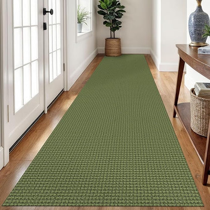 Braided Runner Rug 3x12 Ft Washable Runners for Hallways Non Slip Rubber Backed Kitchen Runners Cotton Long Entryway Runner Indoor, Woven Carpet for Hall Kitchen Entryway, Green