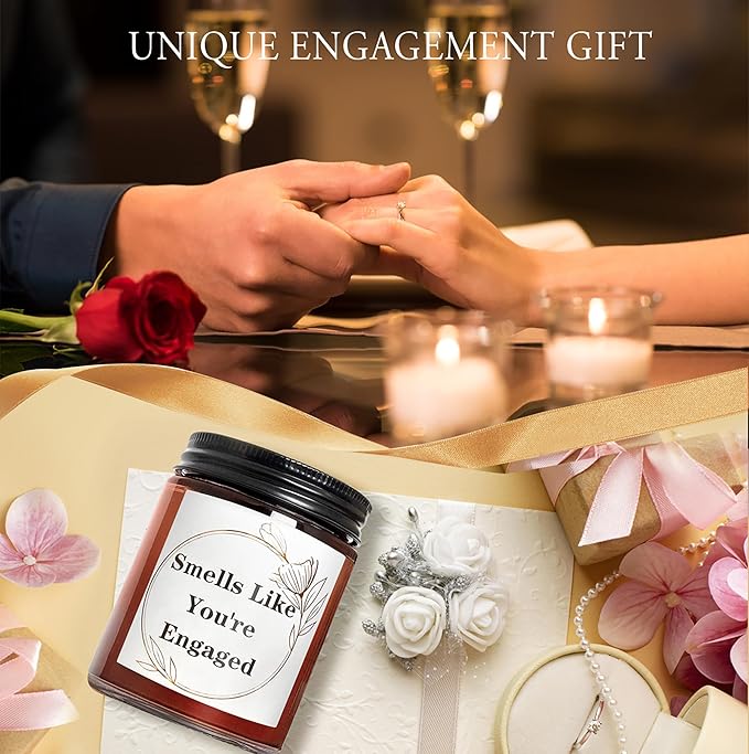 You're Engaged Candle - Engagement, Bridal Shower Gifts for Her - Relaxing Candles for Women Stress Relief - Best Gift for Newly Engaged Couples - Lavender Vanilla Soy Scented Jar Candle