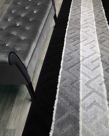 20 Ft Extra Long Black - Grey Kitchen Hallway Runner Rug, Non-Slip Washable 26" X 20' Rubber Backed Carpet, Custom Size Floor Mat for Entryway Stairs Bedroom Bathroom