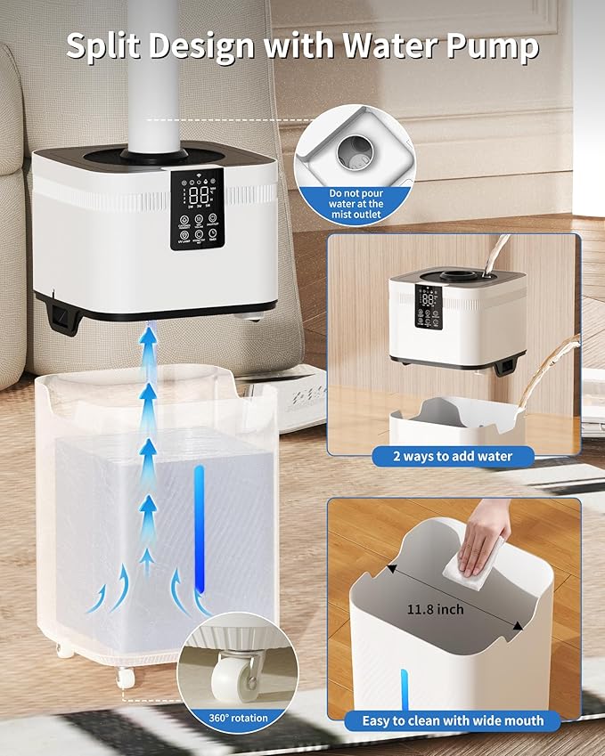 Humidifier Large Room, 30L/7.93Gal Commercial Humidifier 4200 sq.ft, 3000ml/H Cool Mist Humidifiers with Top Fill, 4 Mist Mode,Timer for Plants, Office, Warehouse & Greenhouse