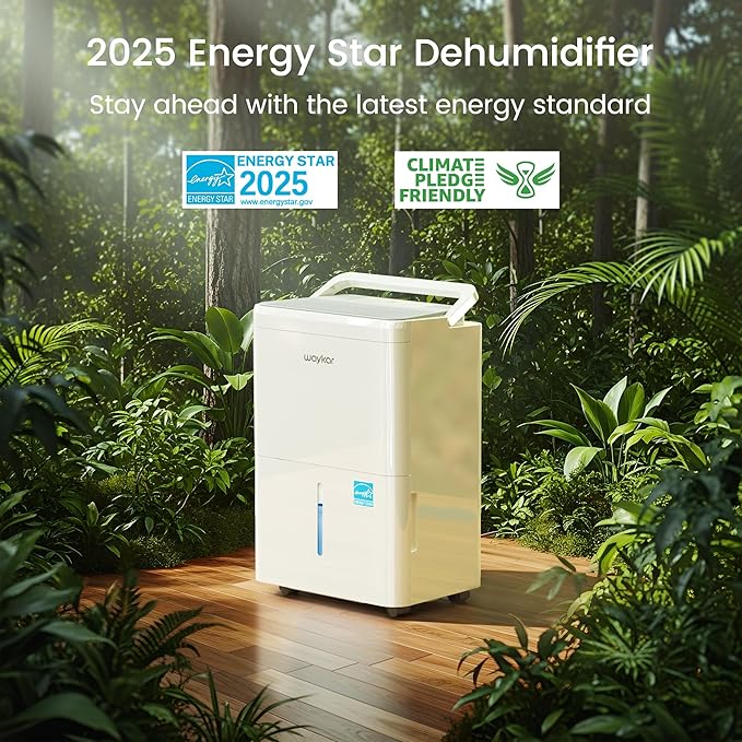 Waykar 2000 Sq. Ft. Energy Star 2025 Dehumidifier for Basement & Home,Adjusts from 15% RH With Drain Hose, Ultra Quiet 35 dB for Bedroom & Bathroom